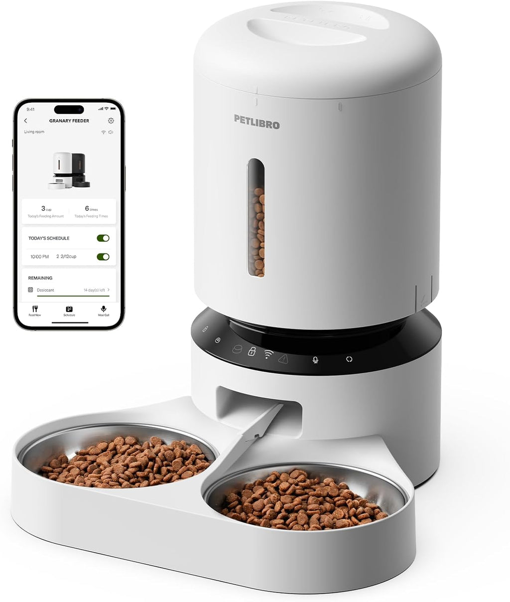 PETLIBRO Automatic Cat Feeder with Camera for Two Cats, 1080P HD Video with Night Vision, 5G WiFi Pet Feeder with 2-Way Audio for Cat & Dog, Low Food & Motion & Sound Alerts, Dual Tray, Black 5L