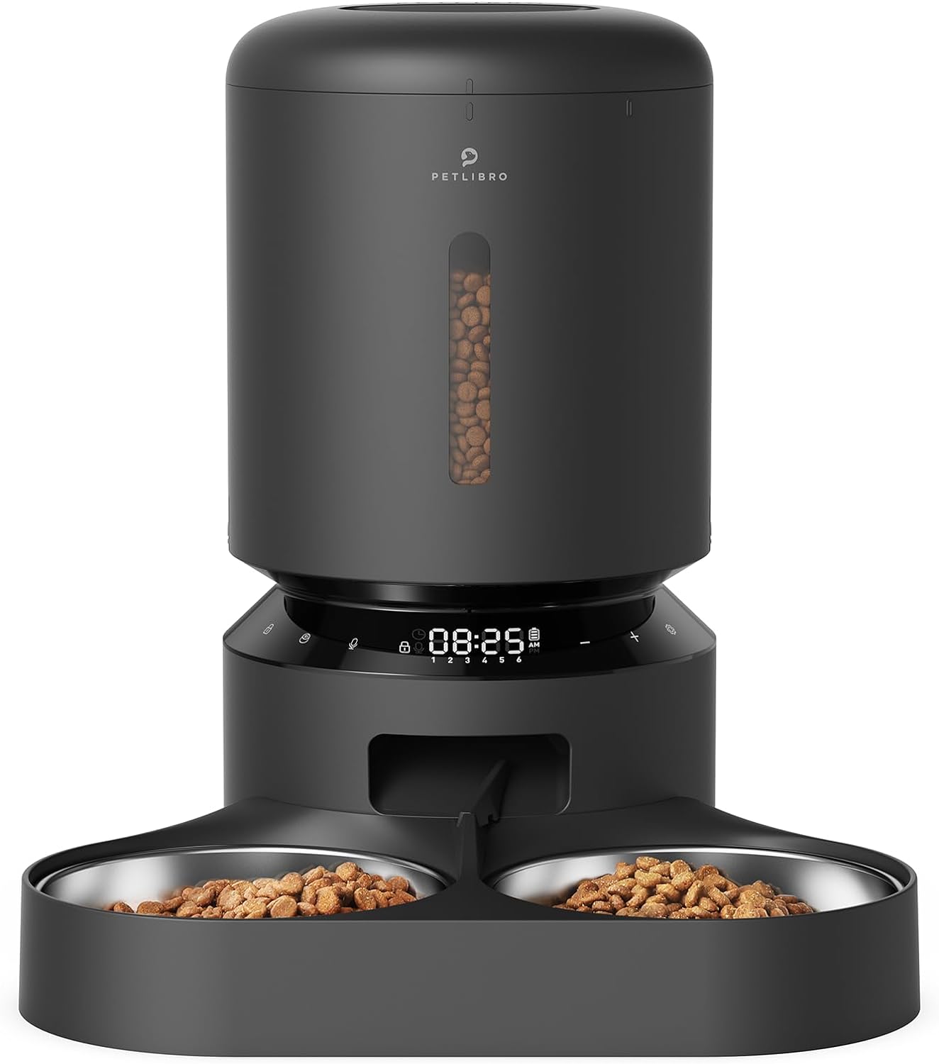 PETLIBRO Automatic Cat Feeder with Camera for Two Cats, 1080P HD Video with Night Vision, 5G WiFi Pet Feeder with 2-Way Audio for Cat & Dog, Low Food & Motion & Sound Alerts, Dual Tray, Black 5L
