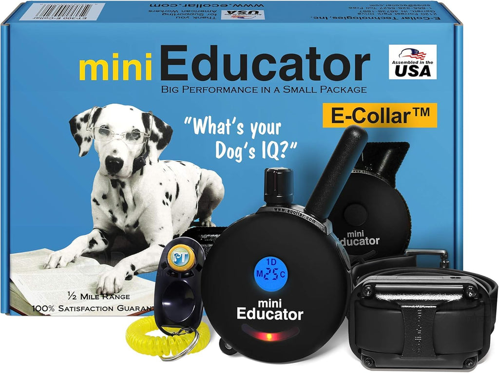 Educator ET-300 Mini E Collar for Dog Training with Remote - 1/2 Mile Range, Waterproof, 100 Blunt Stimulation Levels, Tone or Vibration Mode, Night Light Tracking for Small, Medium & Large Dogs