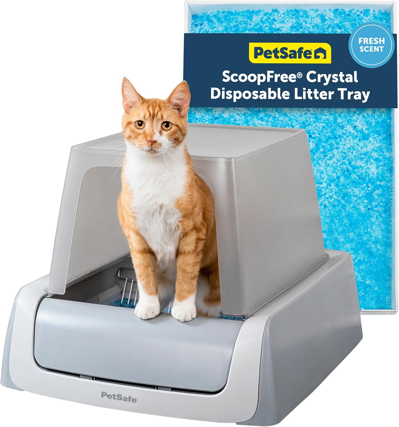 PetSafe ScoopFree Crystal Pro Legacy Self-Cleaning Automatic Litter Box - Uncovered Motion-Sensing Cat Box with Integrated Health Counter - Includes 1 Disposable Crystal Litter Tray
